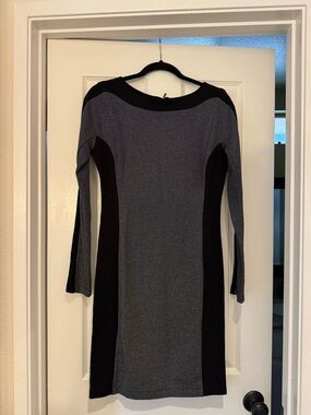 BCBGMaxAzria Black and Silver Long Sleeve Bodycon Dress